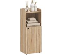 HOMCOM Meuble Salle de Bain Étroit 4 Niveaux 40 x 31 x 104 cm Chêne Jaune | Armoire Salle de Bain, 1 Placard, Compartiment Ouvert, Étagère Réglable, Meuble de Rangement pour Toilette, Petits Espaces