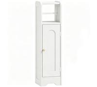 HOMCOM Meuble salle de bain meuble toilettes WC rangement étroit avec étagère réglable gain de place pour petits espaces blanc