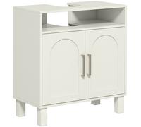 HOMCOM Meuble salle de bain sous lavabo meuble sous lavabo placard 2 portes avec étagère réglable 60 x 30 x 63 cm blanc