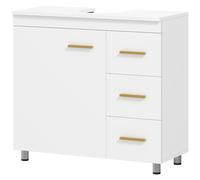 HOMCOM Meuble Sous-Lavabo avec Découpe en U, Armoire et 3 Tiroirs, Fermeture Amortie, 70x30x65 cm, Blanc