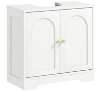 Meuble sous lavabo salle de bain - HOMCOM - placard à portes et étagère réglable - pour bassin avec ou sans pédestal - blanc