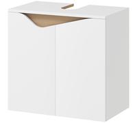 HOMCOM Meuble sous-lavabo, meuble bas de salle de bain avec portes à fermeture douce, Blanc, 60 x 35 x 57,9 cm