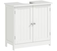 HOMCOM Meuble sous Lavabo Meuble de Salle de Bain 60 x 30 x 60 cm Blanc | Placard à 2 Portes, Étagère Réglable, Anti-Humidité