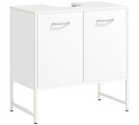 Meuble sous lavabo - HOMCOM - 2 portes à fermeture douce et étagère réglable - panneaux de particules - 60 x 33 x 60,5 cm - blanc
