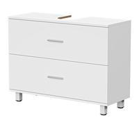 HOMCOM Meuble sous lavabo, meuble de salle de bain avec 2 tiroirs, style moderne, 80 x 30 x 60 cm, blanc