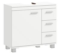 HOMCOM Meuble sous lavabo, Meuble de Salle de Bain avec 3 tiroirs et Porte à Fermeture amortie, Armoire de Salle de Bains sous lavabo, Style Moderne, 70 x 30 x 64 cm, Blanc