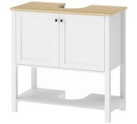 HOMCOM Meuble sous lavabo, meuble de salle de bain moderne avec 2 portes, étagère ouverte, découpe en U, 80 x 40 x 80 cm, blanc