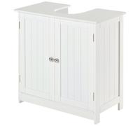 HOMCOM Meuble sous lavabo, meuble de salle de bain placard à 2 portes, étagère réglable, anti-humidité, 60 x 30 x 60 cm, blanc