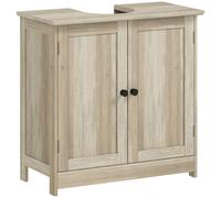 HOMCOM Meuble sous Lavabo, Meuble de Salle de Bain Placard à 2 Portes, Étagère Réglable, Anti-Humidité, 60 x 30 x 60 cm, Gris