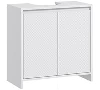 HOMCOM Meuble sous vasque 2 portes avec étagère réglable armoire de rangement pour lavabo 60l x 30P x 60H cm blanc