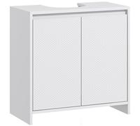HOMCOM Meuble sous Vasque Lavabo Salle de Bain 60l x 30P x 60H cm Blanc | Armoire de Rangement, 2 Portes, Étagère Réglable