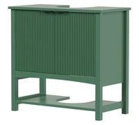 HOMCOM Meuble sous Vasque Salle de Bain Wave 65x32x62 cm Vert foncé | Meuble sous lavabo 2 portes, étagère inférieure ouverte, moderne, gain de place, pour lavabos avec/sans colonne