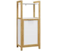 HOMCOM Meuble sur pied en bambou panier à linge salle de bain gain de place - 2 étagères - dim. 40L x 30l x 86,5H cm