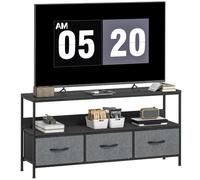 HOMCOM Meuble TV 120 cm jusqu'à 55 Pouces, 1 Étagère, Pieds Acier, Noir
