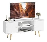 HOMCOM Meuble TV 120 cm, Meuble télé pour téléviseur jusqu'à 55 Pouces avec 2 placards et 2 étagères Ouvertes, Banc TV Moderne pour Salon, Chambre à Coucher, Blanc