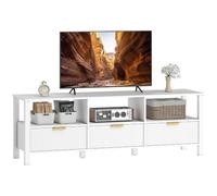 HOMCOM Meuble TV 152 cm pour TV jusqu'à 65 Pouces 3 Tiroirs Cannelés Blanc