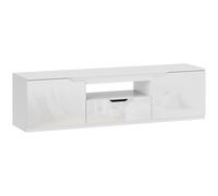 HOMCOM Meuble TV 160 cm, meuble télé pour téléviseur jusqu'à 65 pouces avec 2 portes et tiroir, blanc
