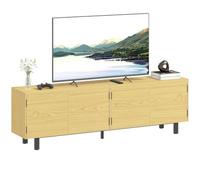 HOMCOM Meuble TV 180 cm Téléviseur jusqu'à 82 Pouces Effet Bois Naturel