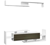HOMCOM Meuble TV avec Étagère Murale, Étagères Ouvertes et Placard en Bois, Blanc et Noir