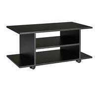 HOMCOM Meuble TV avec roulettes pivotantes, Banc TV en Bois avec étagères, Support télé pour télévision jusqu'à 42 Pouces, Style Contemporain pour Salon Chambre et Bureau, 80 x 40 x 40 cm, Noir