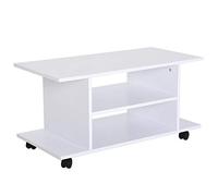 Meuble tv - banc télé - HOMCOM - avec roulettes pivotantes étagères support 42 pouces - bois - 80x40x40cm - blanc
