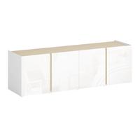 HOMCOM Meuble TV, banc TV avec 4 portes à fermeture amortie, étagère réglable et passe-câbles, 135 x 38 x 45 cm, blanc
