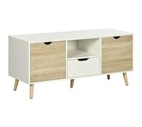 HOMCOM Meuble TV Banc TV Buffet Bas Meuble de Rangement sur Pied avec 2 placards en Bois pour Chambre Salon 110 x 40 x 50 cm
