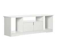 HOMCOM Meuble TV Banc TV Design Contemporain 120L x 30l x 41H cm Blanc | 3 Niches, Placard Double Porte, Panneaux Particules