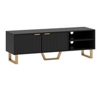 HOMCOM Meuble TV banc TV pour téléviseur jusqu'à 70 pouces - placard à 2 portes cannelées, compartiment ouvert et passe-câbles