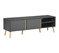 Meuble tv - HOMCOM - banc télé jusqu'à 55 pouces design scandinave 2 portes 2 niches - bois - 150x35x45cm - gris foncé