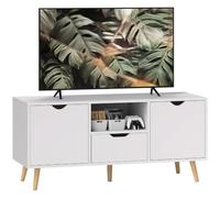 HOMCOM Meuble TV Banc TV sur Pied avec 2 Placards en Bois 110 x 40 x 50 cm | Buffet Bas, Meuble de Rangement, pour Chambre Salon