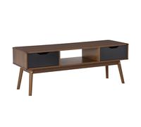 HOMCOM Meuble TV bas sur pieds style scandinave 2 tiroirs Hauteur de 46 cm 122L x 39l x 46H cm coloris chêne clair blanc