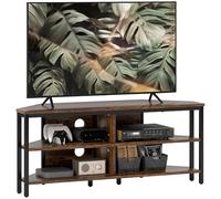 HOMCOM Meuble TV d'angle avec étagères de rangement et trous pour câbles pour salon, chambre à coucher, marron rustique