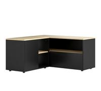 HOMCOM Meuble TV d'angle banc télévision jusqu'à 40 pouces avec 2 placards et 3 niches 90 x 90 x 45 cm chêne et noir