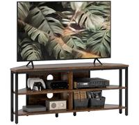 HOMCOM Meuble TV d'angle passages de câbles pour TV Max 50" Brun Rustique | Étagères de rangement, salon, chambre