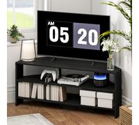 HOMCOM Meuble TV d'angle pour télévision 47 Pouces, Meuble TV Moderne avec 2 étagères Ouvertes pour Salon, Chambre à Coucher, Noir