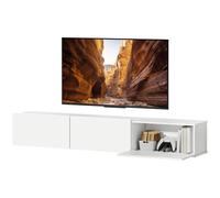HOMCOM Meuble TV flottant, montage mural, 3 tiroirs, grand espace de rangement, 180 cm, Blanc