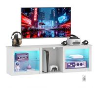 HOMCOM Meuble TV LED RGB Jusqu'à 70 Pouces 5 Niches 160 x 35 x 52 cm Blanc
