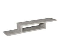 HOMCOM Meuble TV mural flottant suspendu support TV - étagère murale flottante - niche, passe-fils - gris