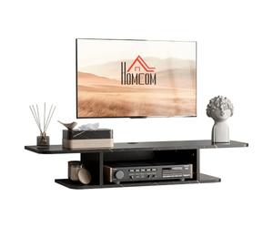 HOMCOM Meuble TV Mural pour téléviseurs jusqu'à 40", Console média, Noir | Montage mural, étagère de rangement, centre de divertissement