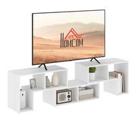 HOMCOM Meuble TV pour téléviseur jusqu'à 75 Pouces Blanc Effet Bois | Unité TV combinable librement avec étagères de rangement, centre de divertissement extensible pour salon