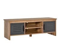 Homcom Meuble TV pour téléviseurs de 42" avec 2 compartiments fermés avec portes en métal et 2 étagères ouvertes 109 x 35 x 38 cm Bois naturel et gris