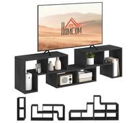 HOMCOM Meuble TV pour téléviseurs jusqu'à 75", Meuble TV à Combinaison Libre avec étagères de Rangement, Centre de Divertissement Extensible pour Le Salon, Effet Bois Noir