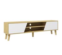 HOMCOM Meuble TV pour télévision jusqu'à 65 pouces design scandinave 2 portes 2 niches avec passe-câbles 150 x 30 x 42 cm Aosom France