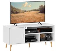 HOMCOM Meuble TV pour TV jusqu'à 60" Table pour Salon Moderne avec Armoire et 3 Compartiments 120 x 40 x 55 cm Blanc
