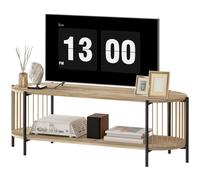 HOMCOM Meuble TV Style Bohème jusqu'à 55 Pouces avec Design en Corde de Papier et 2 Étagères Ouvertes 124x43,5x41 cm Naturel