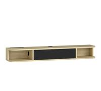 HOMCOM Meuble TV suspendu 120 cm, meuble télé pour téléviseur jusqu'à 50 pouces, tiroir rabattable 2 étagères 120x24x16cm noir