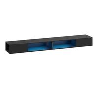 HOMCOM Meuble TV suspendu 180 cm avec éclairage LED RGB, meuble télé avec étagères ouvertes, 177,8 x 30 x 18 cm, noir