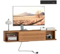 HOMCOM Meuble TV suspendu avec prises électriques, USB et Type C, meuble TV jusqu'à 50 pouces, tiroir coulissant, étagères ouvertes, trous passe-câbles pour salon ou chambre à coucher, 120 x 24 x