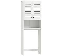 HOMCOM Meuble WC dessus de toilette/machine à laver avec placard à porte double, portes à persiennes, 67x31,5x190cm, blanc